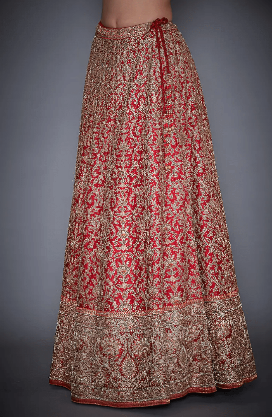 Red Embroidered Lehenga Set - Image 3