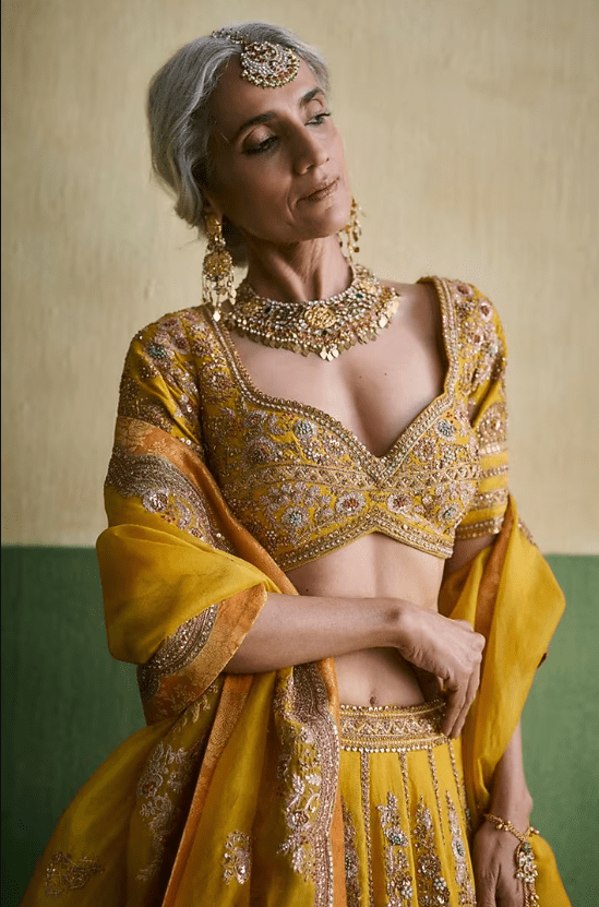 Multi-Colored Chanderi Embroidered Lehenga Set - Image 3