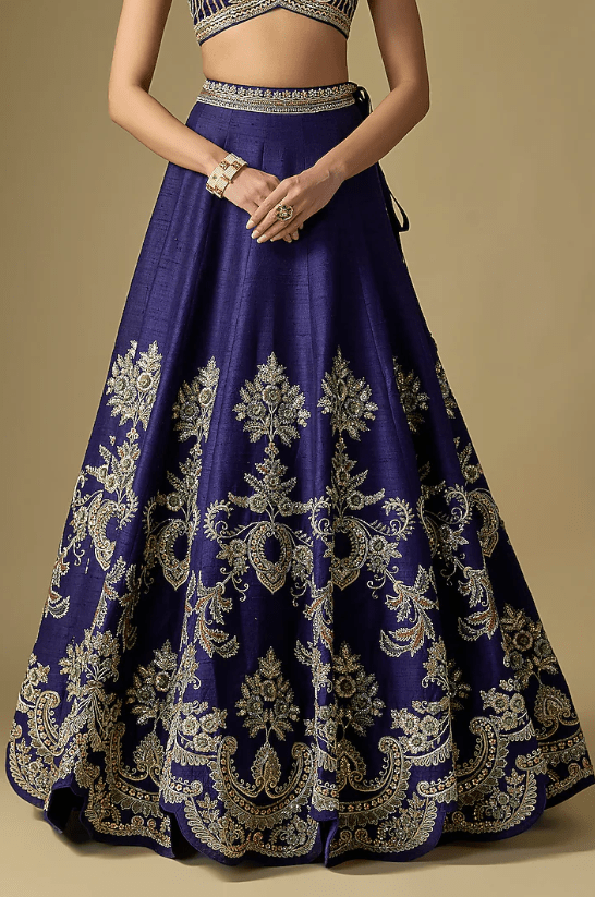 Purple Raw Silk Embroidered Lehenga Set - Image 3