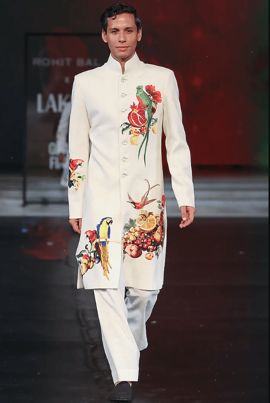 Ivory Matka Silk Machine Embroidered Sherwani - Image 3