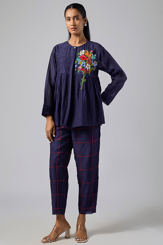 Blue Fine Chanderi Co-Ord Set