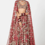 Red Silk Zari & Thread Embroidered Lehenga Set