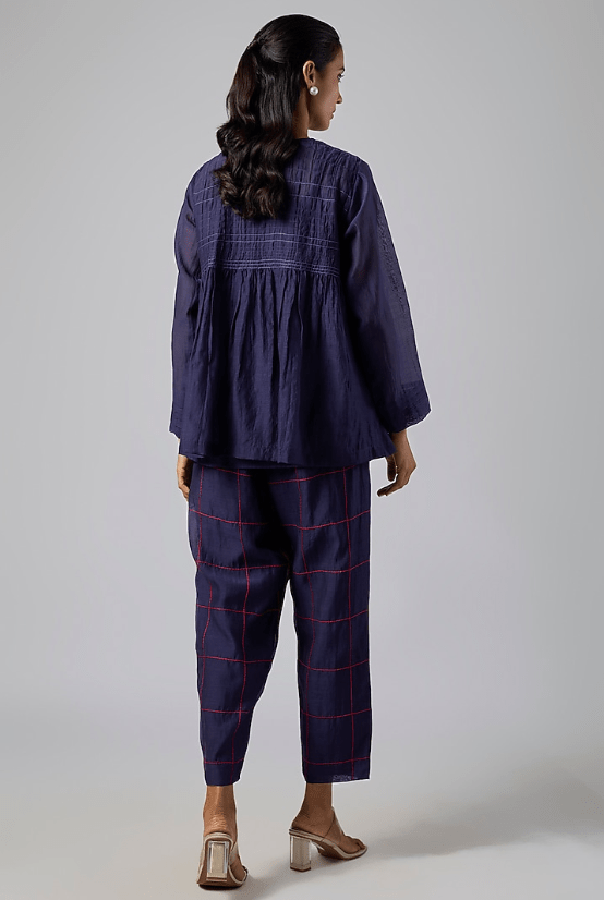 Blue Fine Chanderi Co-Ord Set - Image 2