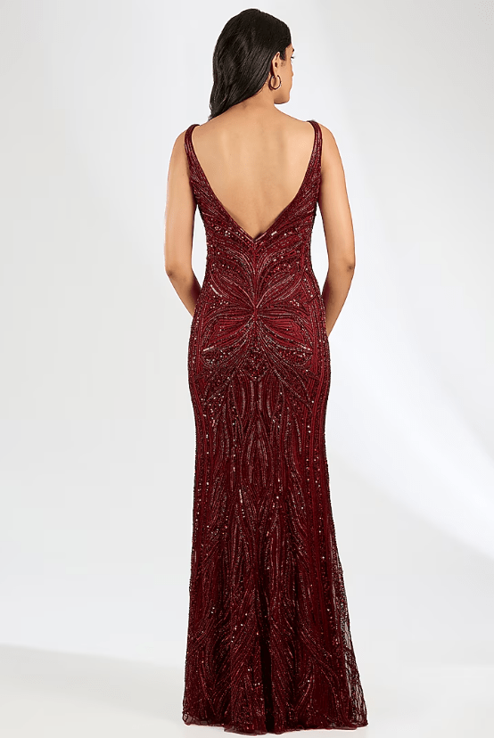 Red Italian Tulle Embroidered Gown - Image 2