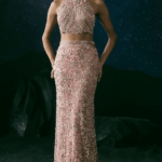 Pink Italian Tulle & Silk Lycra Hand Embroidered Gown