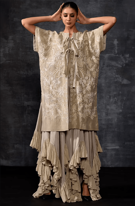Grey Linen Silk Kaftan