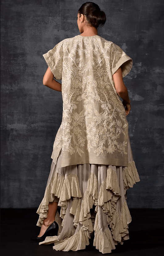 Grey Linen Silk Kaftan - Image 2