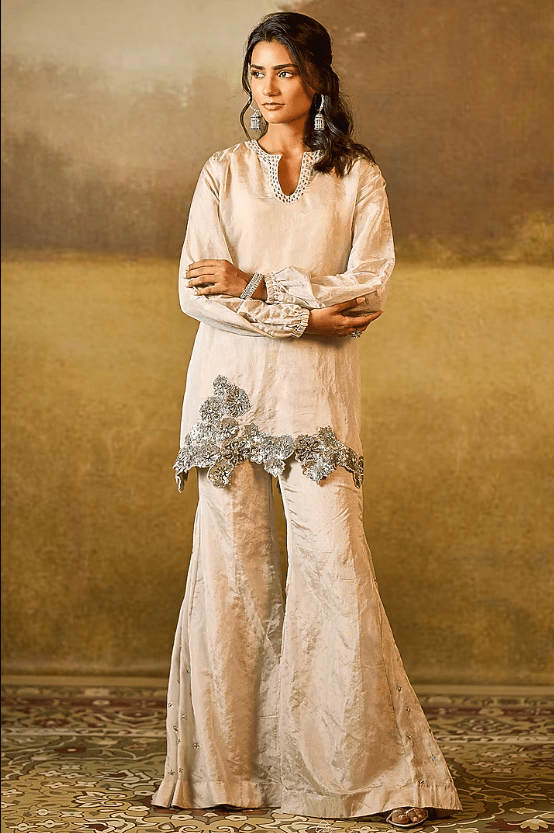 Silver Tissue Sharara Set - Image 3