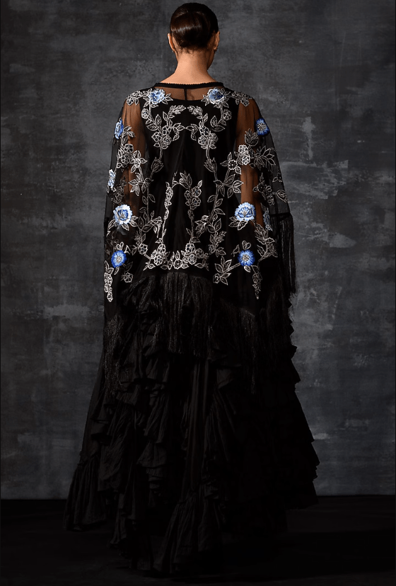 Black Net & Cotton Kaftan - Image 2