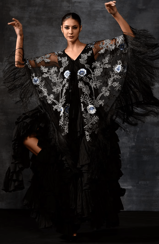 Black Net & Cotton Kaftan - Image 4