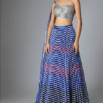 Ink Blue Organza Lehenga Set
