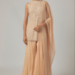 Peach Georgette Sharara Set