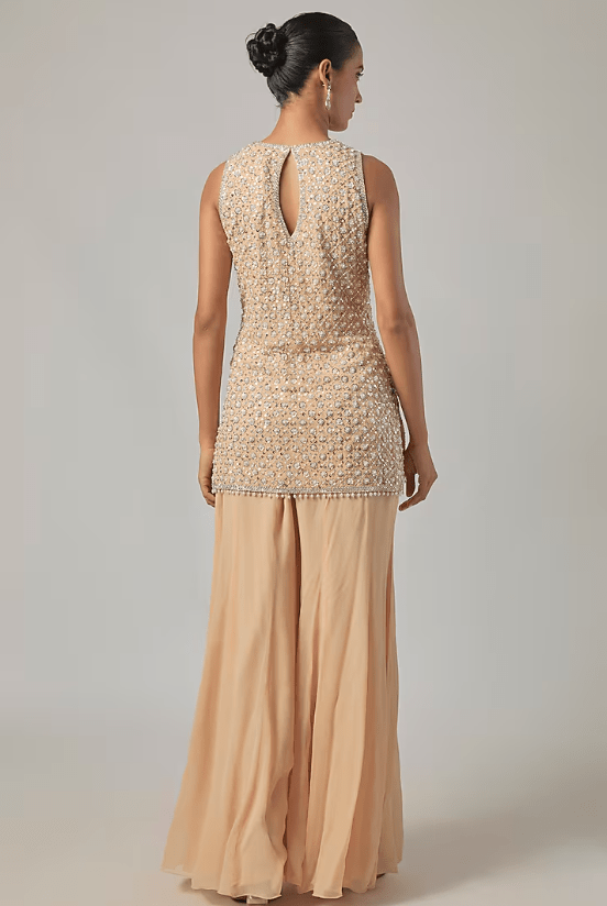 Peach Georgette Sharara Set - Image 2