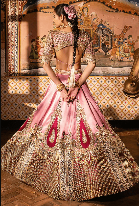 Pink Gajji Silk Beads Embroidered Lehenga Set - Image 2