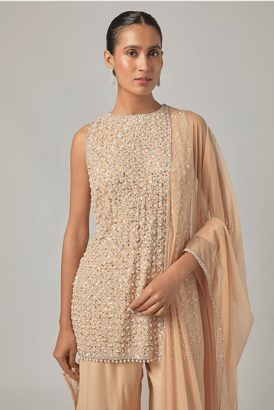 Peach Georgette Sharara Set - Image 4