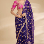 Purple Organza Gota Patti Work Saree Set