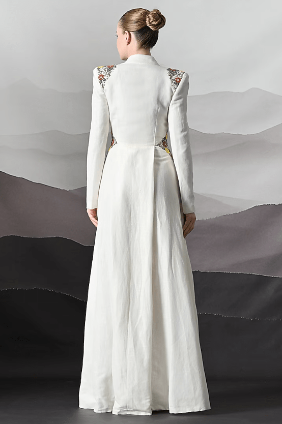 Ivory Linen Embroidered Maxi Dress - Image 2