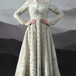 Pale Ivory Cotton Silk Hand Embroidered Gown