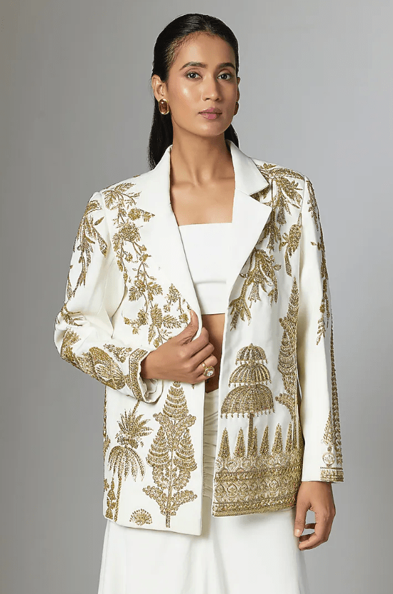 Ivory Crepe Blazer Set - Image 4
