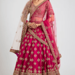 Crimson Raw Silk Zardosi Embroidered Lehenga Set