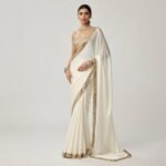 Cream color satin saree
