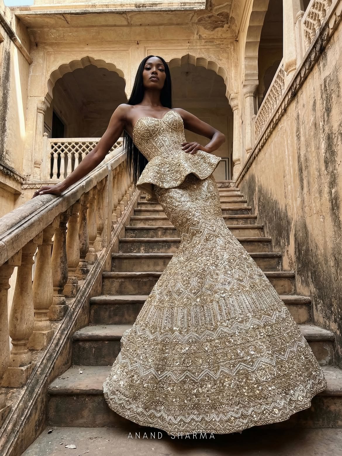Golden color skirt blouse