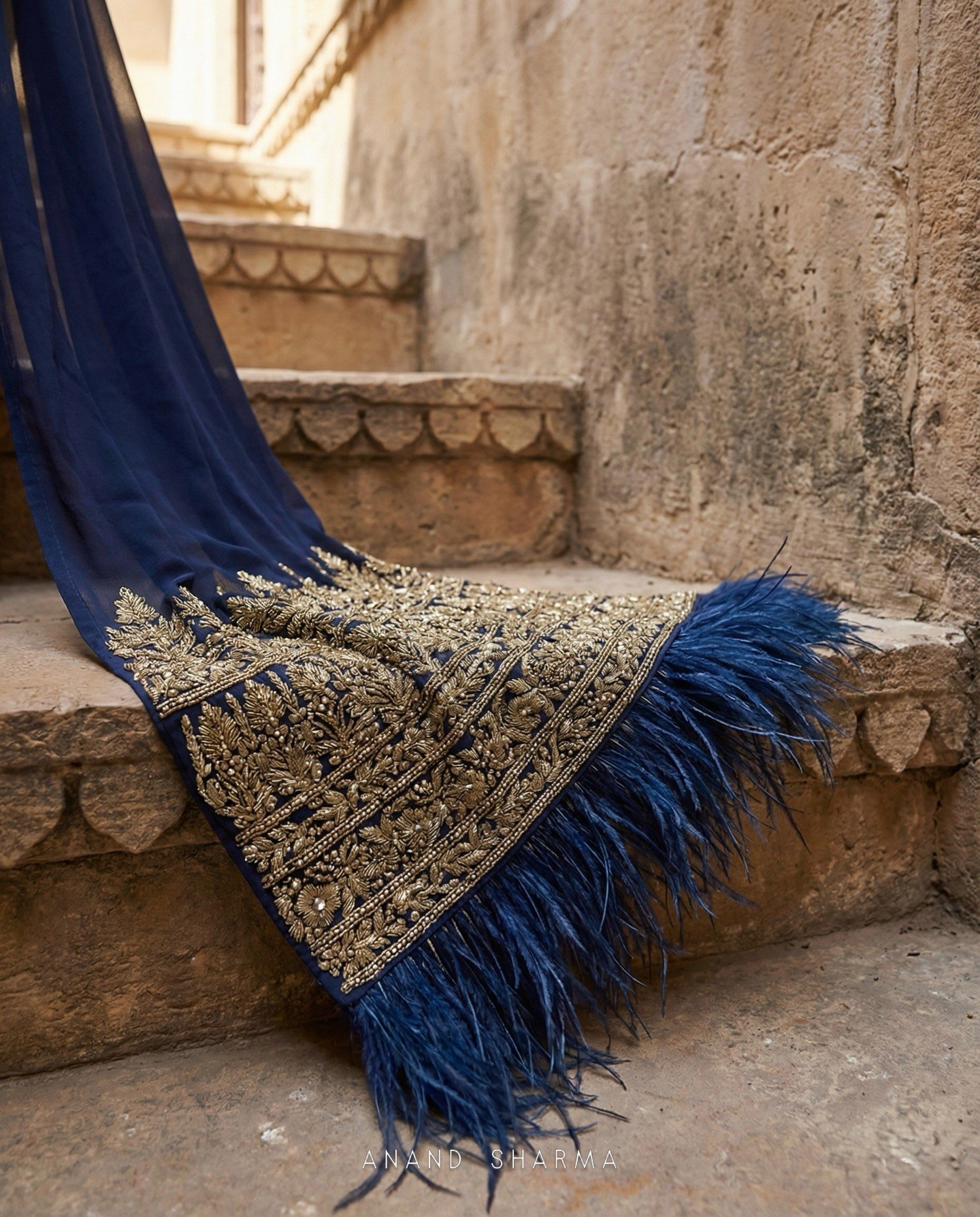Navy blue color zari work - Image 4