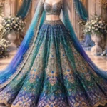 Blue color peacock lehenga