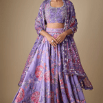 Purple Organza Hand Embroidered Lehenga Set