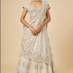 Ivory Net Mukaish Embroidered Lehenga Set