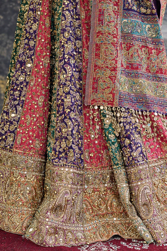 Multi-Colored Jamawar Lehenga Set - Image 4