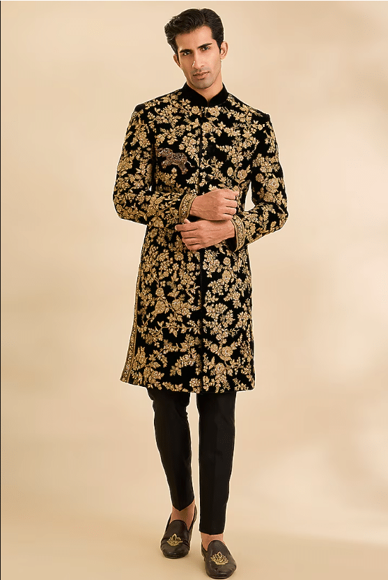 Black Velvet Sherwani