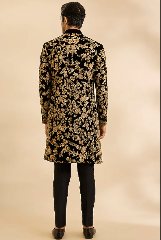 Black Velvet Sherwani - Image 3