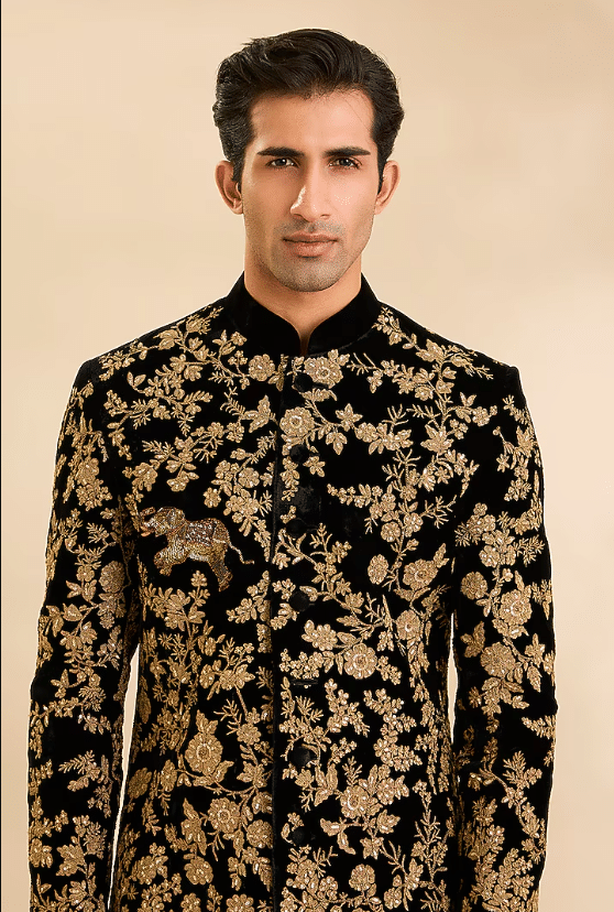 Black Velvet Sherwani - Image 2