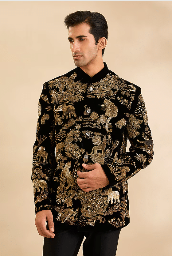 Black Velvet Bandhgala