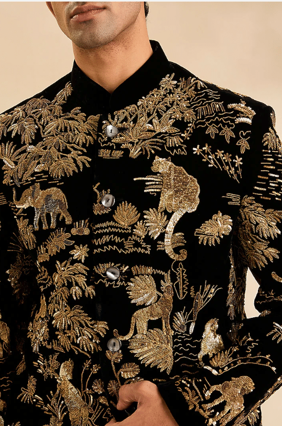 Black Velvet Bandhgala - Image 4