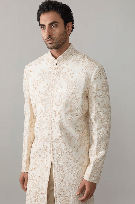 Ivory Silk Sherwani - Image 3