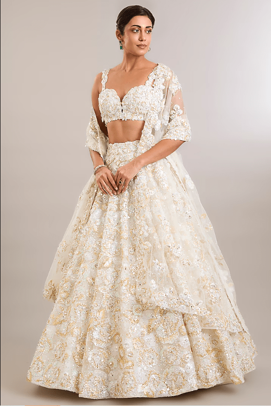 Ivory Net Lehenga Set