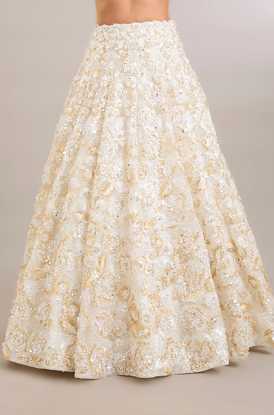 Ivory Net Lehenga Set - Image 3