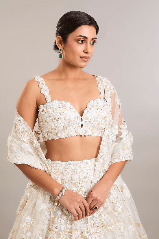 Ivory Net Lehenga Set - Image 4