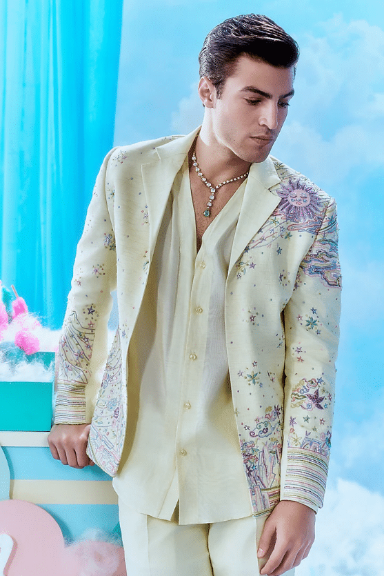 Butter Yellow Silk Bomber Jacket Set - Image 3
