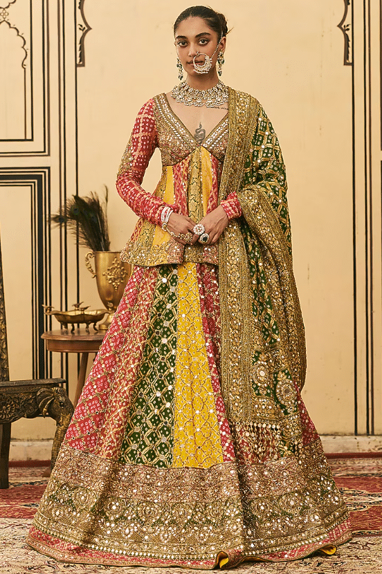 Multi-Colored Bandhani Lehenga Set