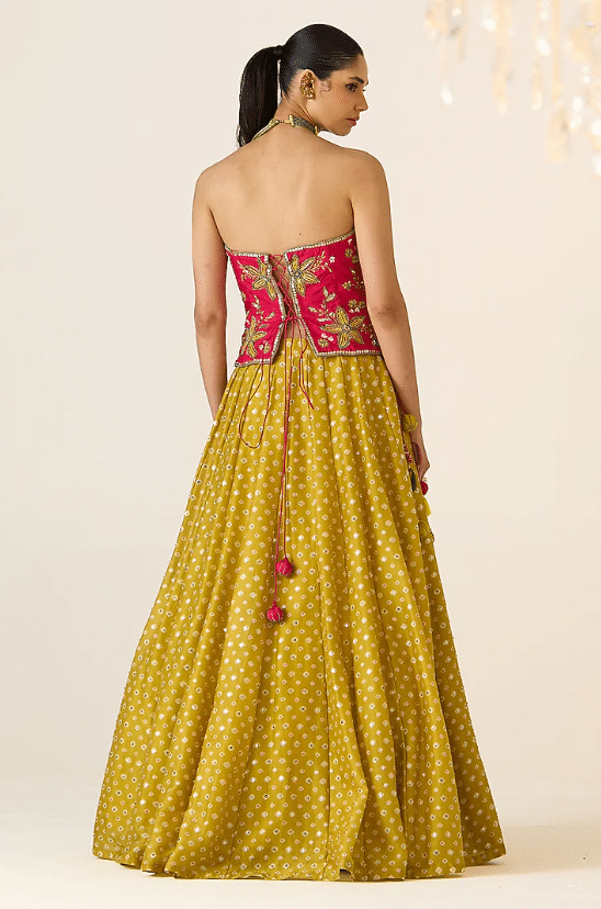 Yellow Chanderi Printed Lehenga Set - Image 2