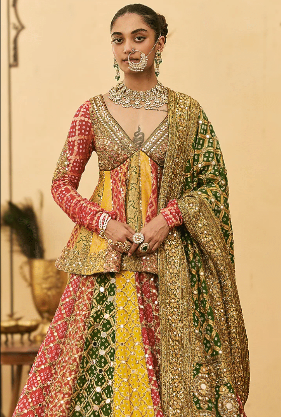 Multi-Colored Bandhani Lehenga Set - Image 3
