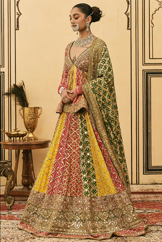 Multi-Colored Bandhani Lehenga Set - Image 4