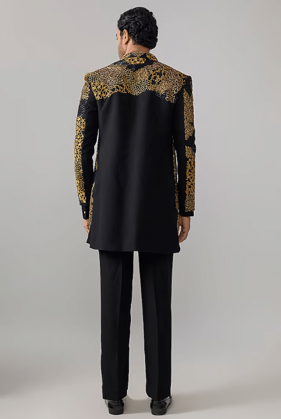 Black Suiting Indowestern Jacket Set - Image 2