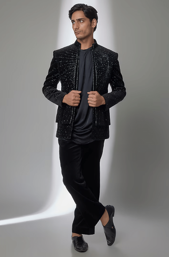 Black Velvet Indowestern Set