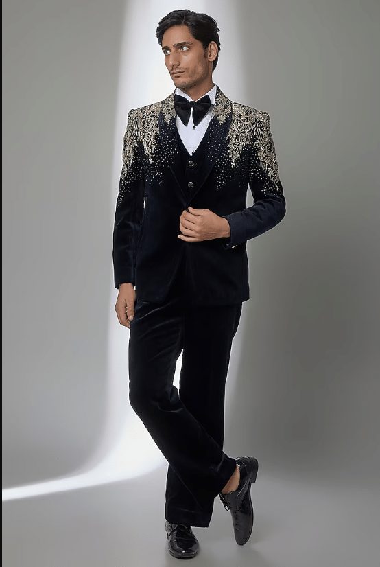 Black Velvet Tuxedo Set