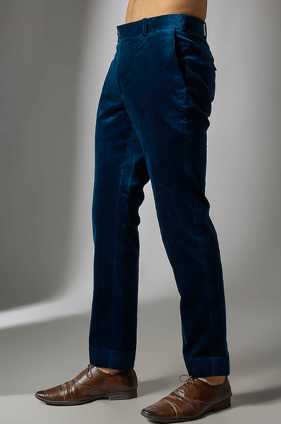 Teal Blue Velvet Tuxedo Set - Image 3
