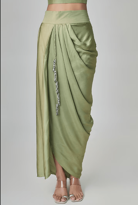 Sea Green Tissue Resham & Mukaish Embroidered Jacket Set - Image 3